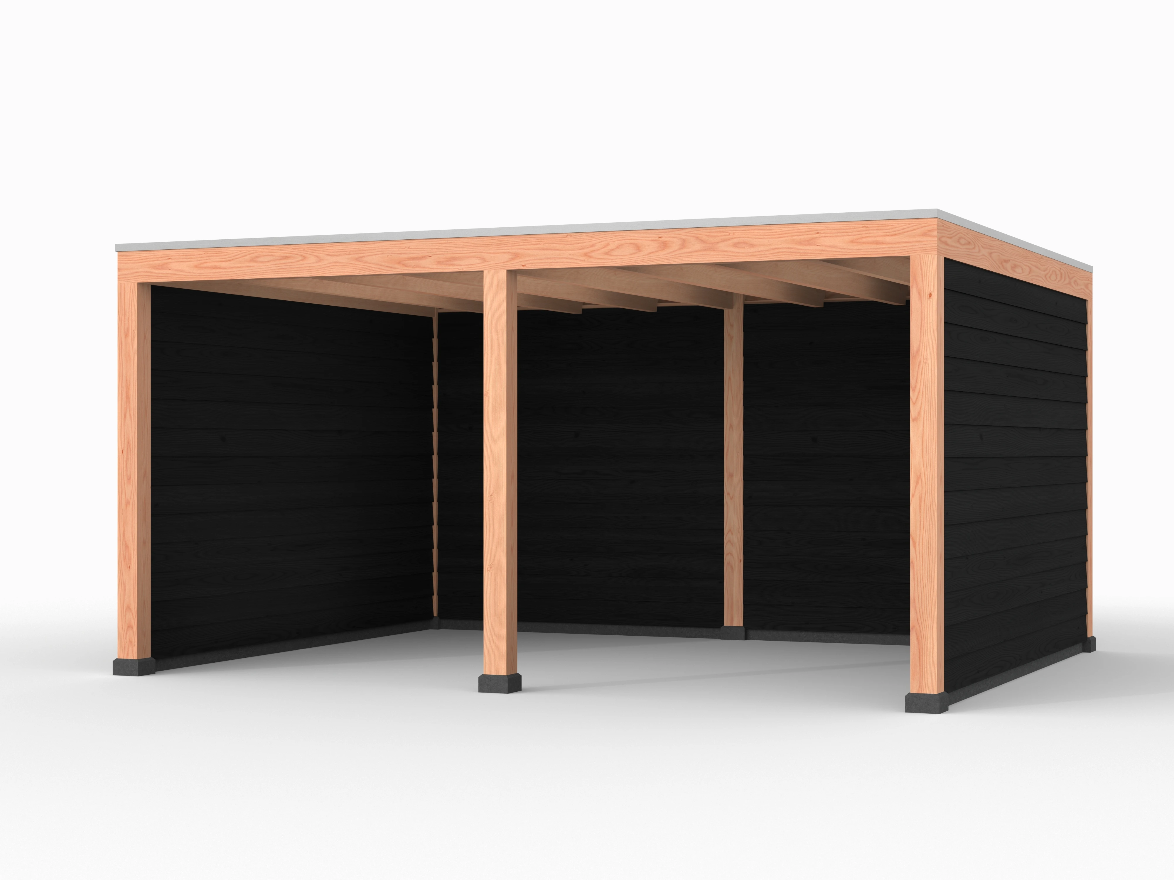 Douglas overkapping, 500 x 400, met achterwand en twee zijwanden, Westwood Elegant zwart - Afbeelding 1